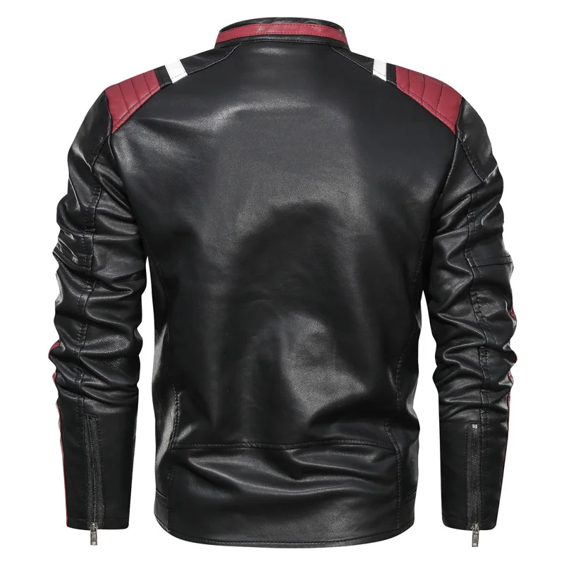 
Fashion Faux Leather Moto Racer Mens Designer Leather Jacket 