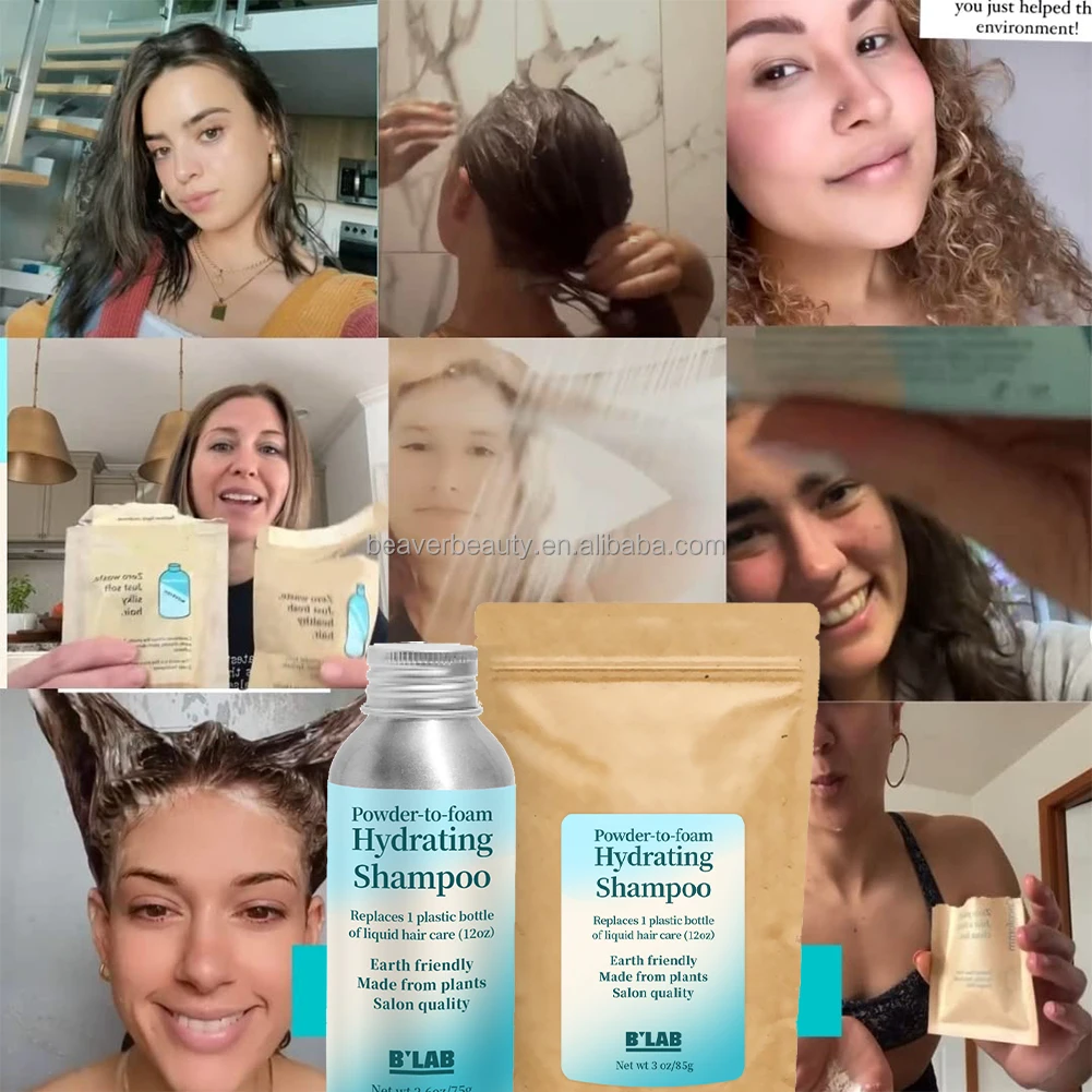Private Label Hair Care Powder Shampoo Natural Formula Powder to Foam Shampoo Eco Friendly Travel Organic Foam Shampoo Powder
