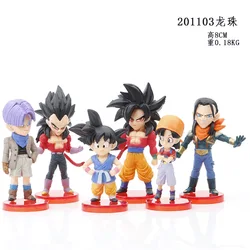 6Pcs Creative Cartoon Ornaments Anime Figure Model Goku Gohan Pan Dragon Balls Action Figures