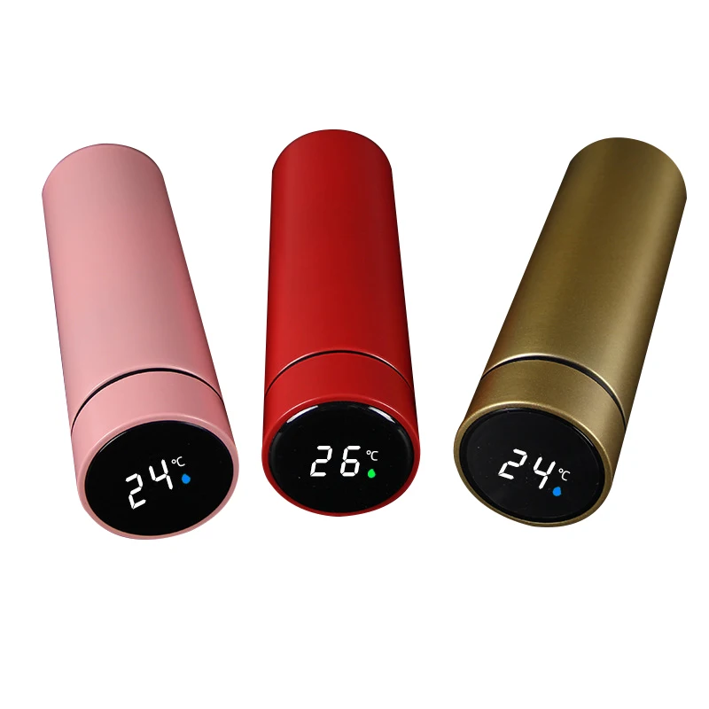 High appearance level Office business Stainless steel vacuum smart thermos cup Straight cup LED touch display temperature cup