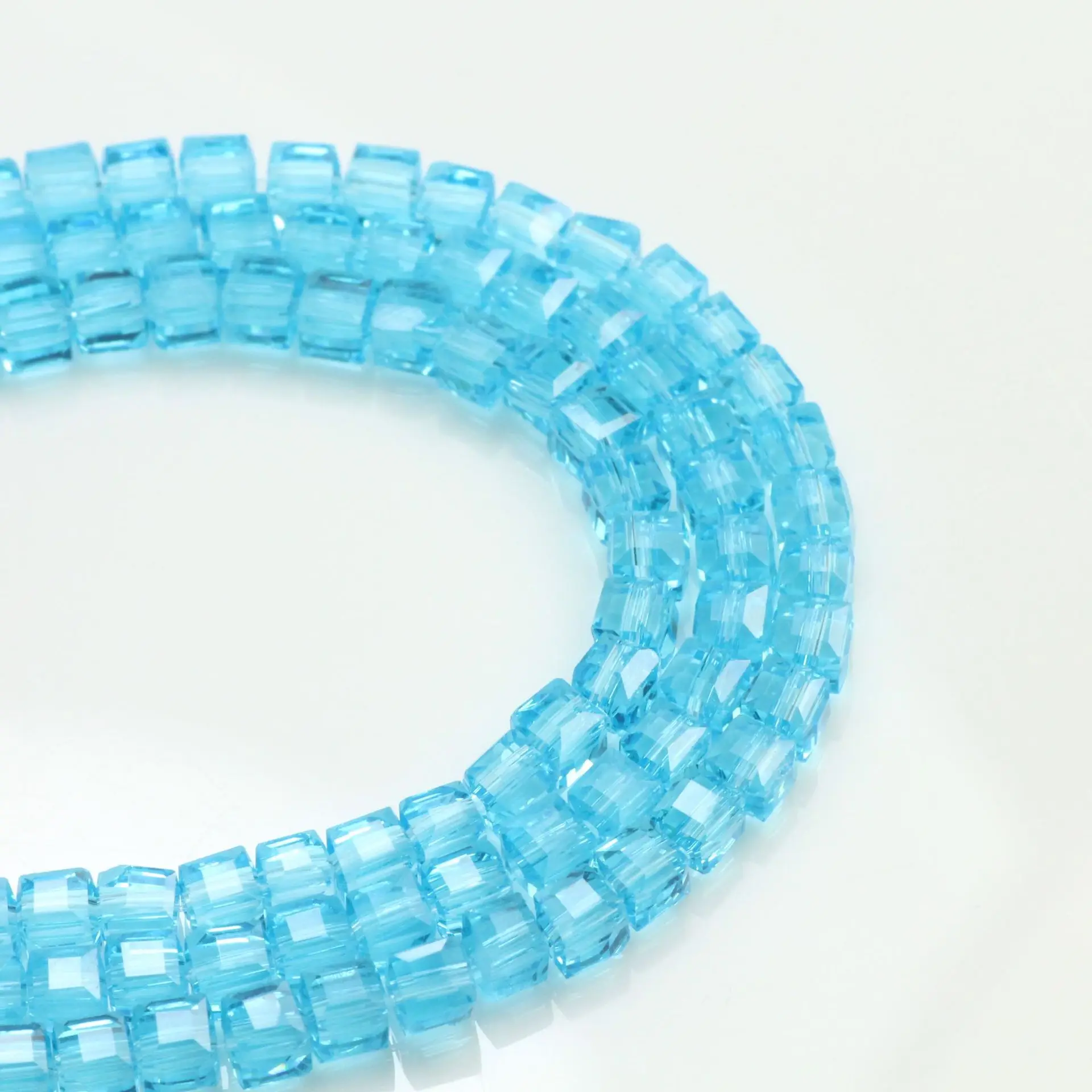 4mm 6mm square shaped glass beads wholesale transparent colorful crystal beads for bracelet making