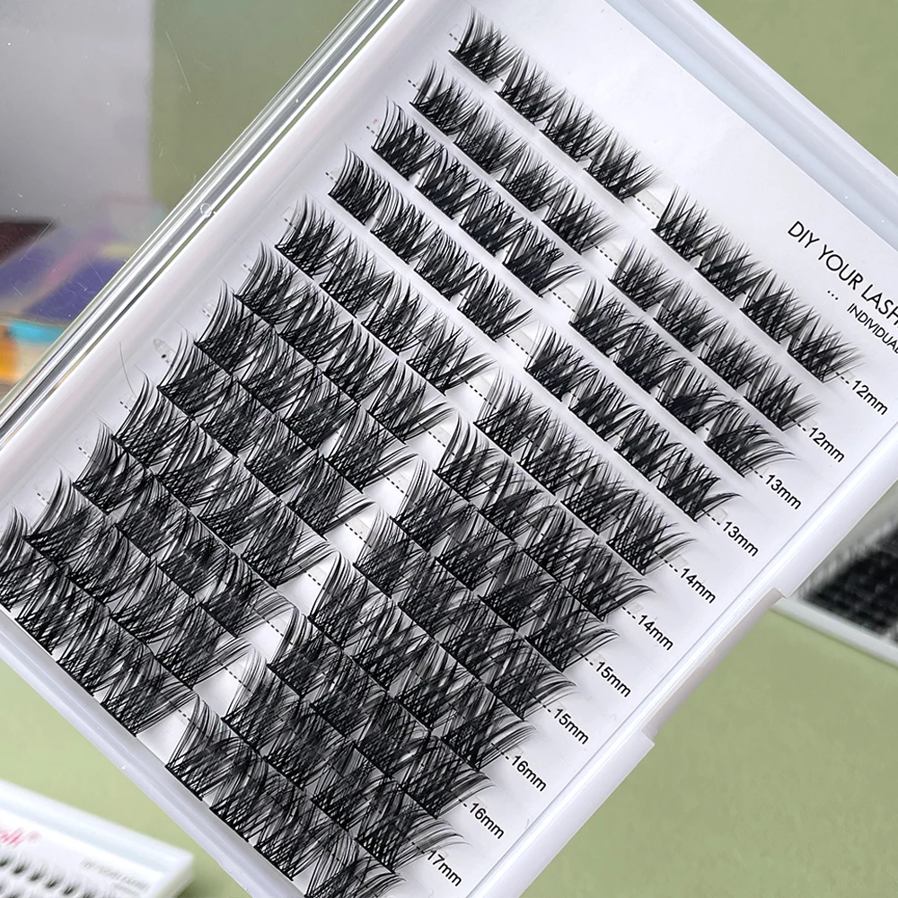 High Quality Diy Lash Cluster Extension Kit Volume Cluster False Eyelashes Kit 120 Lash Cluster Private Label Lashes Supplies