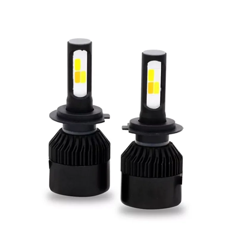 Factory Price 3 Colors Led Headlight 55W High Power 6000LM  9005 H3 H1 H4 Car Headlight Bulb For Universal Car