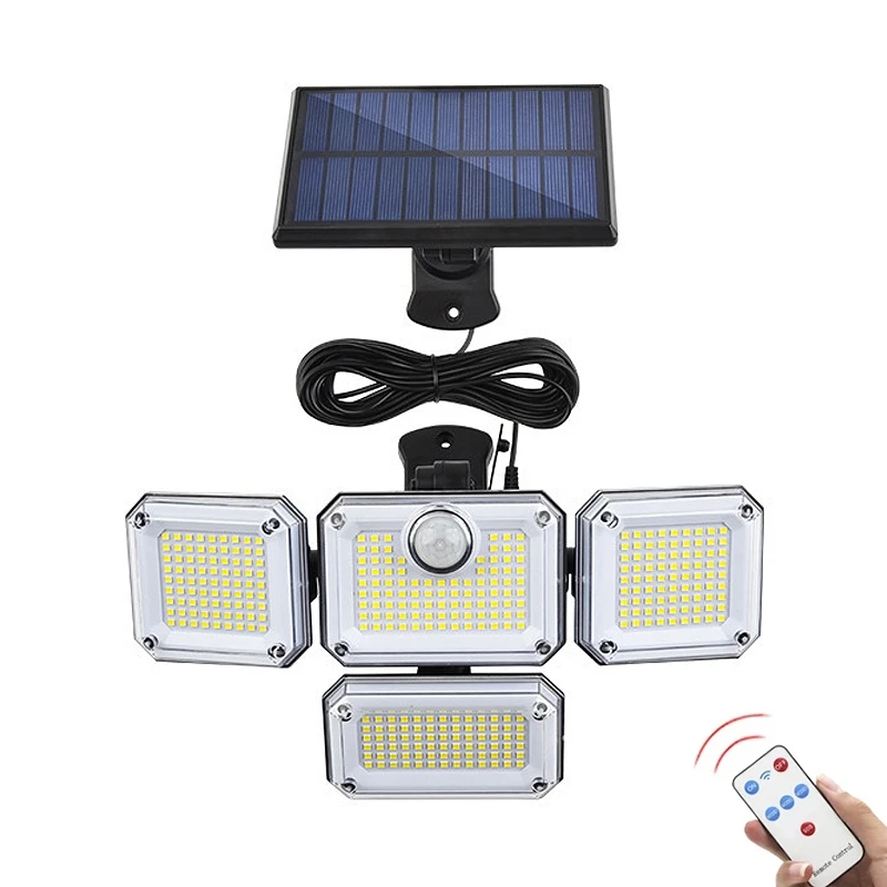 Newest Solar 333LED Wall Lights Outdoor Split Motion Sensor 5m Extension Cable Solar Wall Light IP65 Garden Lawn With Remote