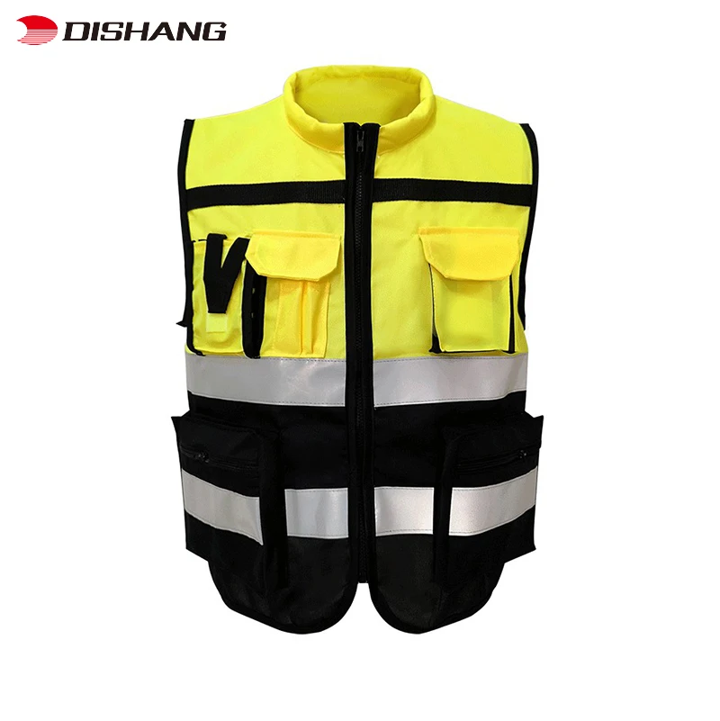 Wholesale Reflective Safety Vest Security Working Clothes with Zipper Construction 2022