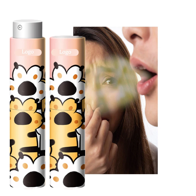 Oem 20ml packaging Child resistant fresh breath odor anti tobacco breathing perfume bottle aloe vera mint mouth spray for kiss