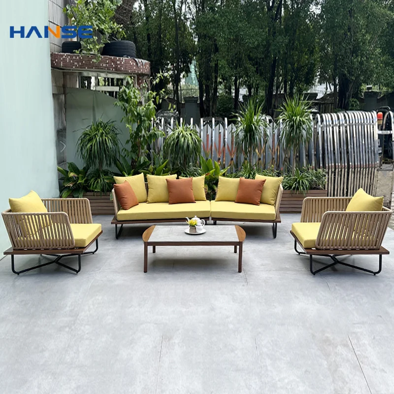 New Arrival Luxury Modern All Weather Outdoor Furniture Patio Garden Sofa Set Rope Outdoor Sofa Set Sectional