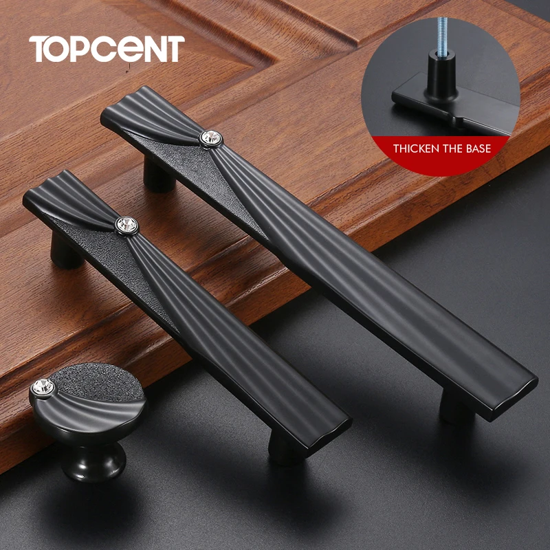 TOPCENT Crystal T Bar Pulls Aluminum Wardrobe Cabinet Knob Hardware Aluminum Drawer Handle