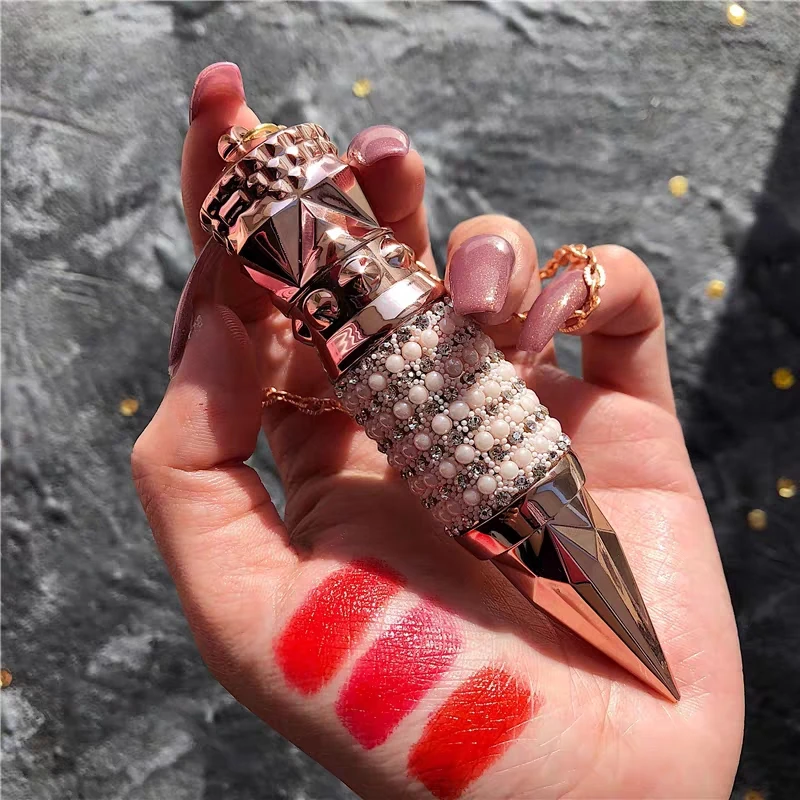 
New Diamond Luxury Lipstick Packaging Moisturizing Queen Scepter Tricolor Lipstick With Private Logo 