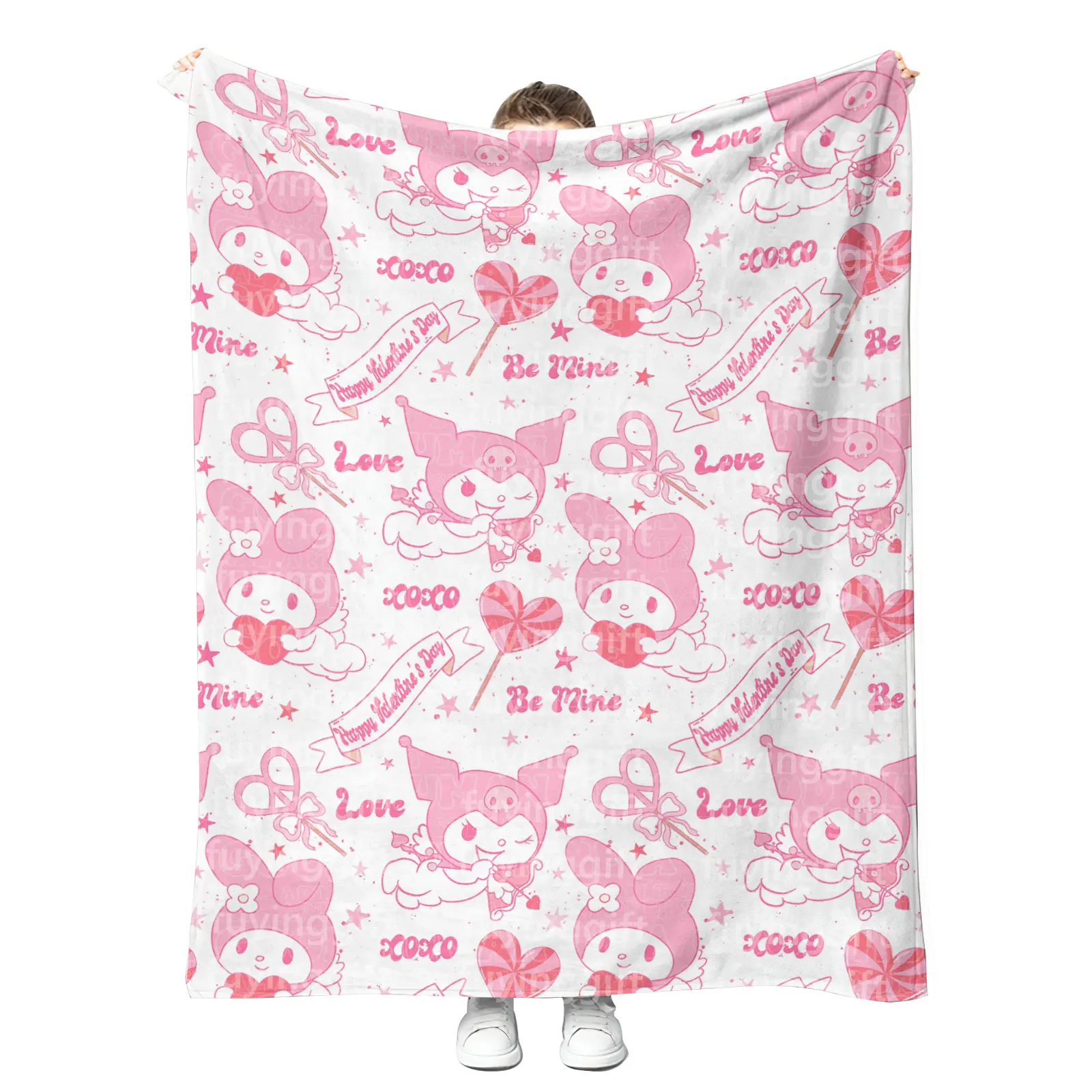 2025 New Cute Hk Blanket Customized Oversized Supersoft Plush Fleece Flannel Throw Valentines Birthday Gifts Blankets