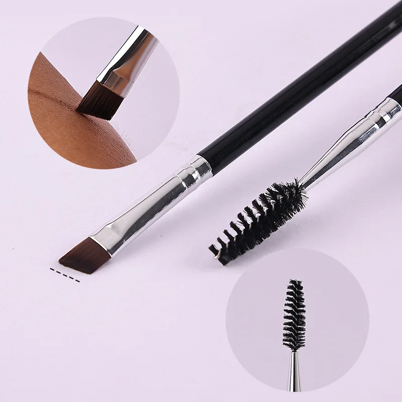 Read To Ship Angled Double-Sided Brow Brush Black  Dual Eyebrow Brush Spoolie Brush