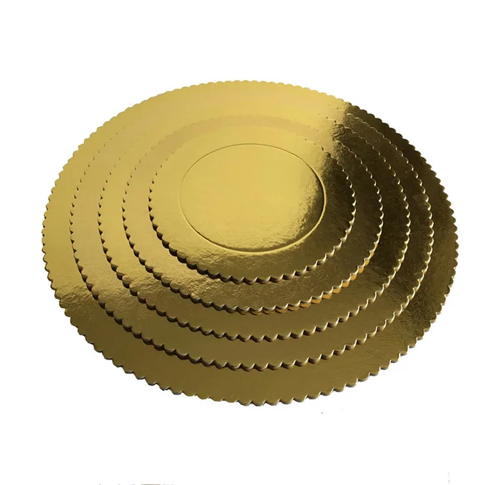 Compressed paper Sturdy Gold cake circle scalloped cake board