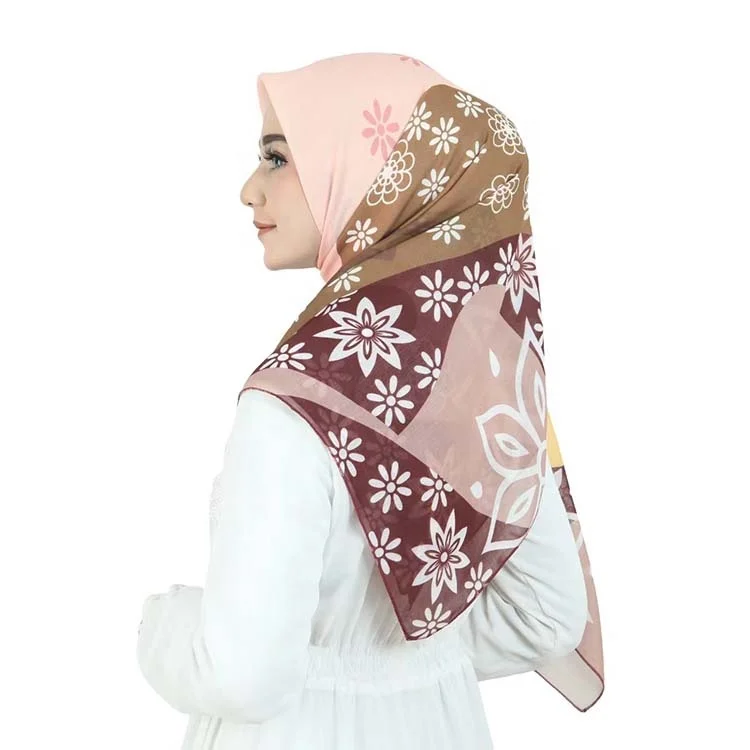 Hijab Bawal Shawl Printed Own Brand Cotton Voile Malaysia Double Layer Wholesale digital printing Scarf Tudung
