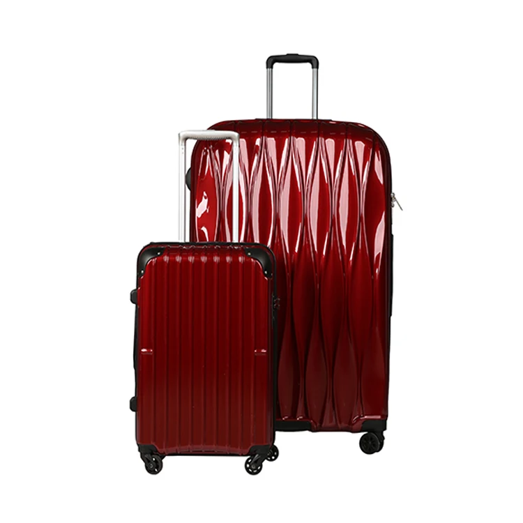 Wholesale Customized Logo Red Hardshell Luggage Travelling Bags Trolley Suitcases With Soft Handle