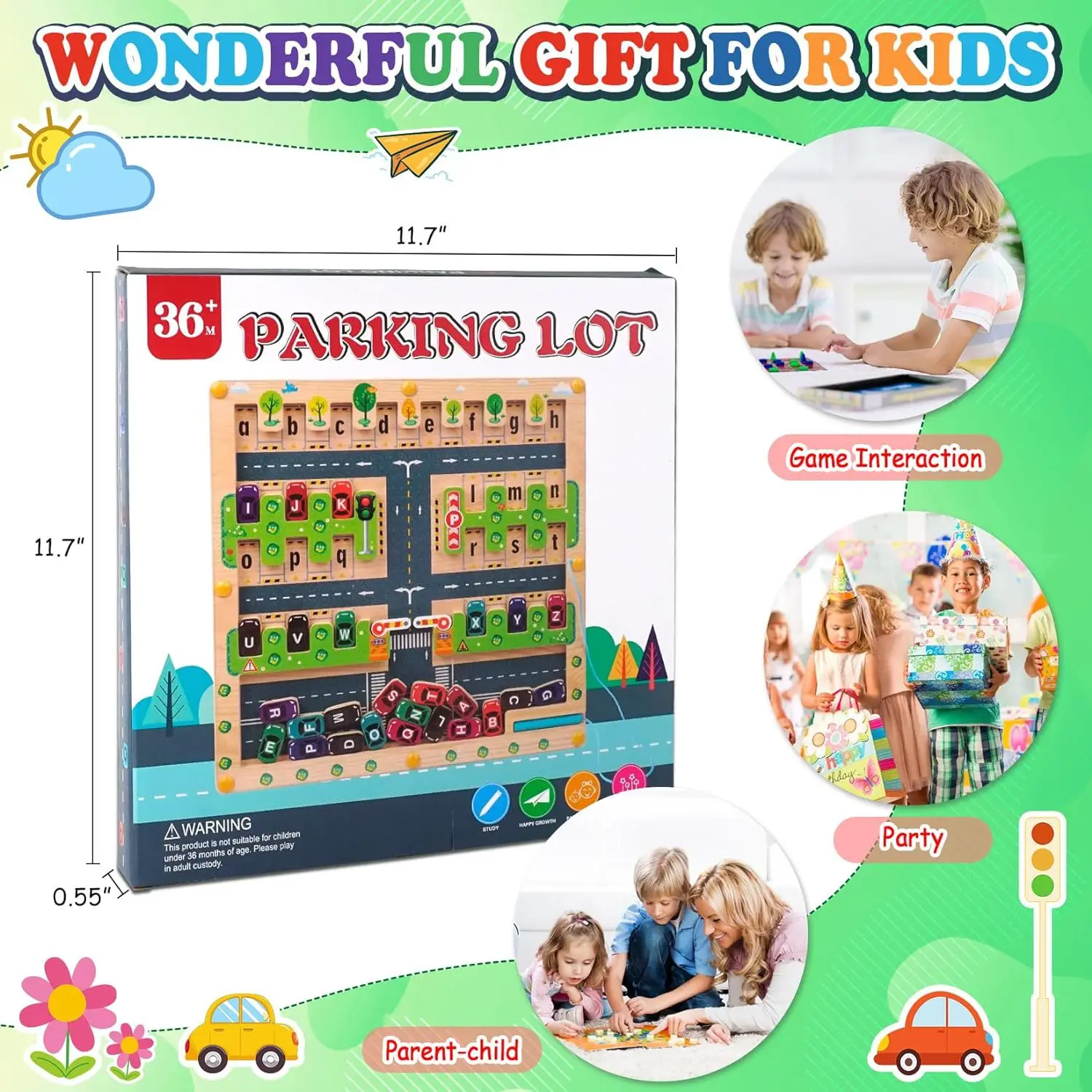 Montessori Children Wooden Magnetic Color And Number Maze Activity Board Game Educational Parking Learning Gift Toys For Kids