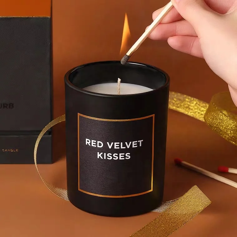 High Quality Wholesale Custom Luxury Ribbon Aroma Home Decor Romantic Smokeless Soy Wax Glass Jar Scented Candles