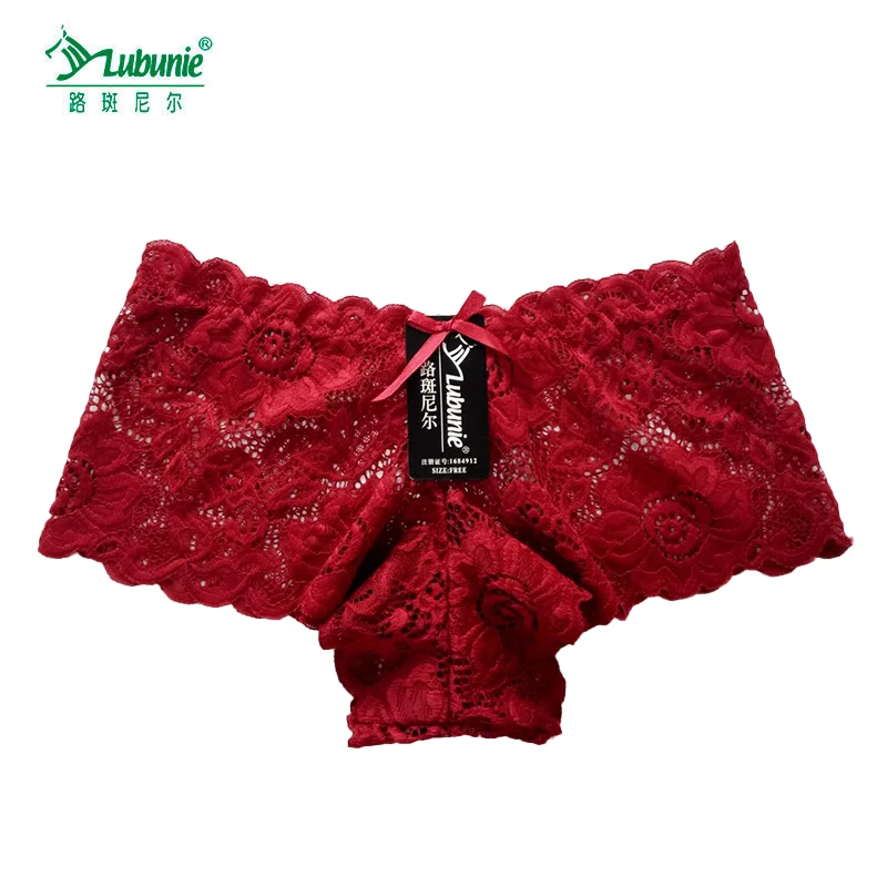 
LUBUNIE Women transparent lace boxers panties 
