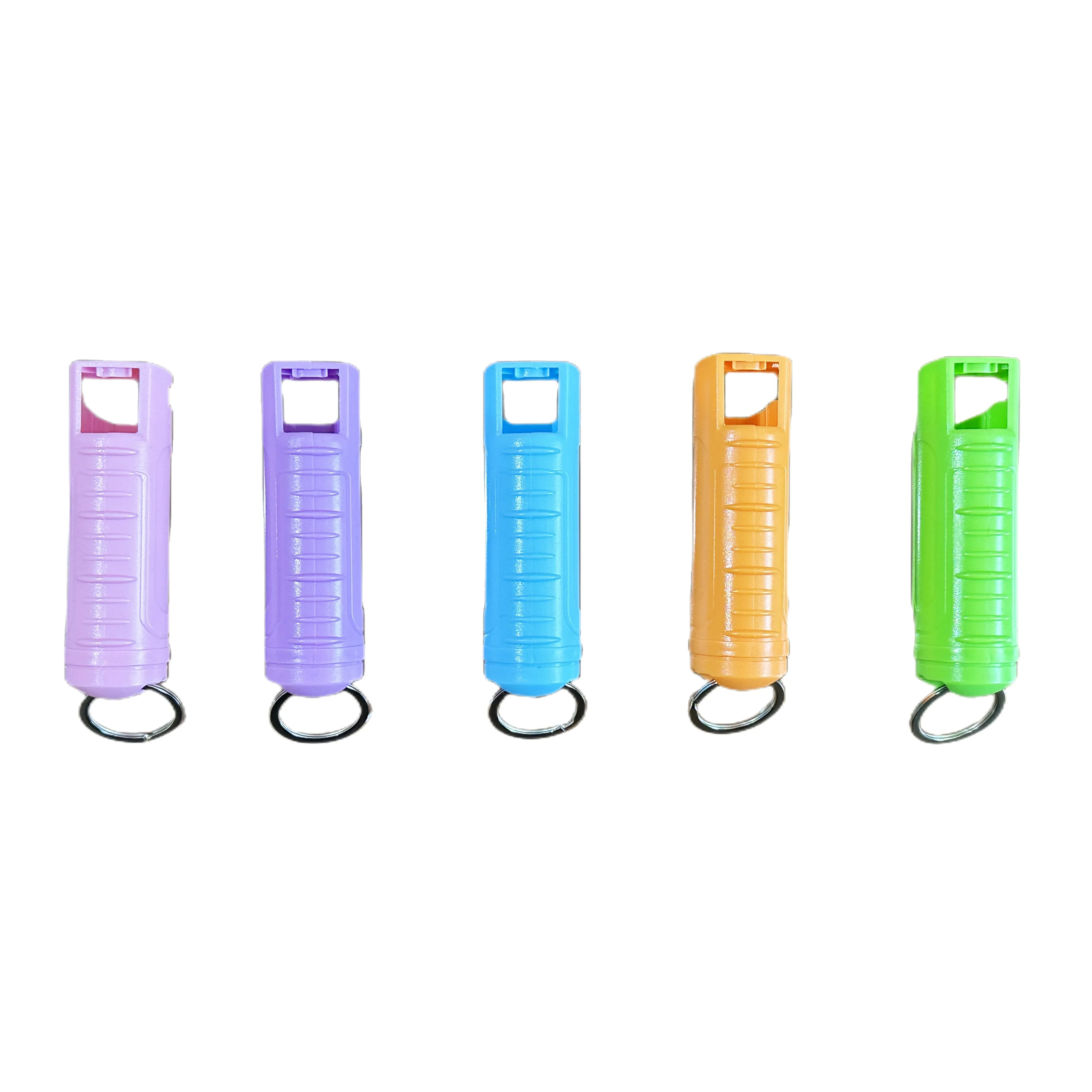 Hot Sale high quality plastic spray shell self defense keychain set with 20ml aluminum can spray