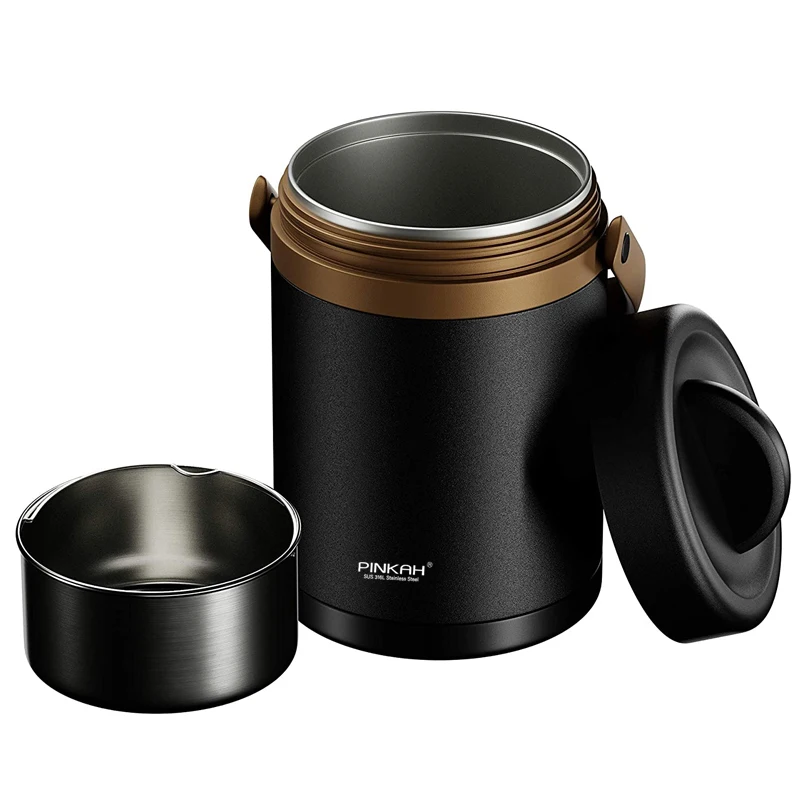 PINKAH Custom Logo 2000ML food graded 304+316L stainless steel Thermal Vacuum insulated thermos food jars with handle