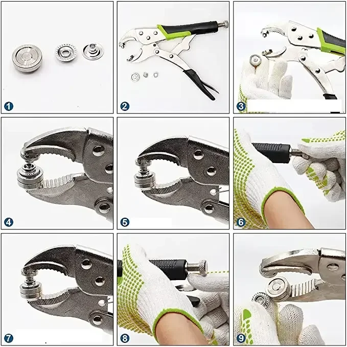 Factory direct vise grip metal tich snap fastener locking pliers