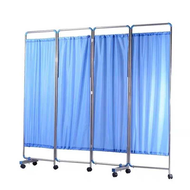 Four Folding Screen Hospital  Ward Screen With Wheels