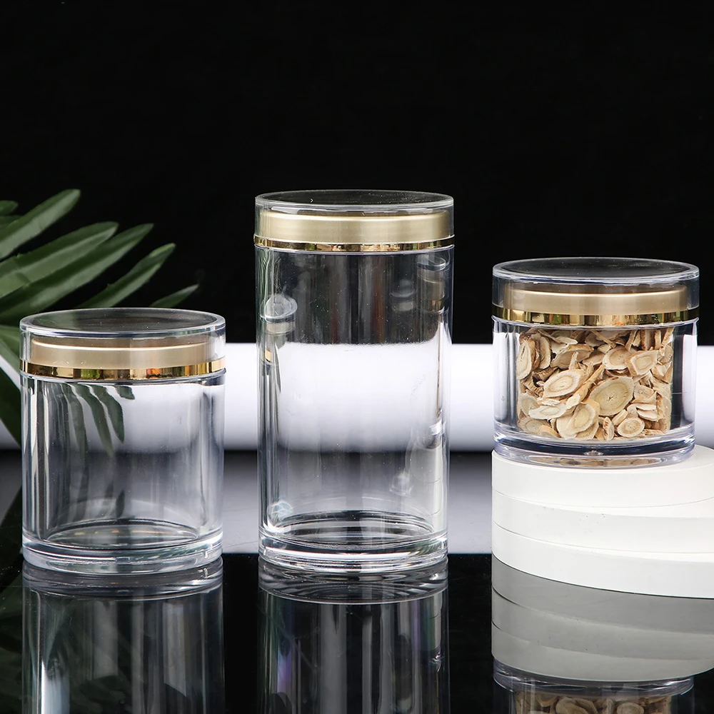 Spot plastic Transparent Acrylic Health Products Bottles Silver Ear Saffron Dispensing Food Grade Capsule Wholesale