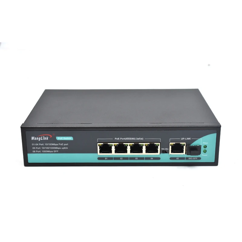 Wanglink 4+2+1 megabit poe ethernet switch with 65W 96W internal power supply
