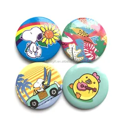 Custom Printed Logo Pin On Tin button Badge wIth tinplate Backing