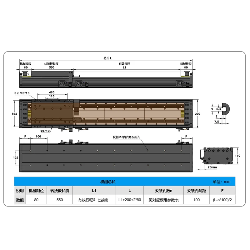 Customized high load and high-precision linear motion module workbench slide table