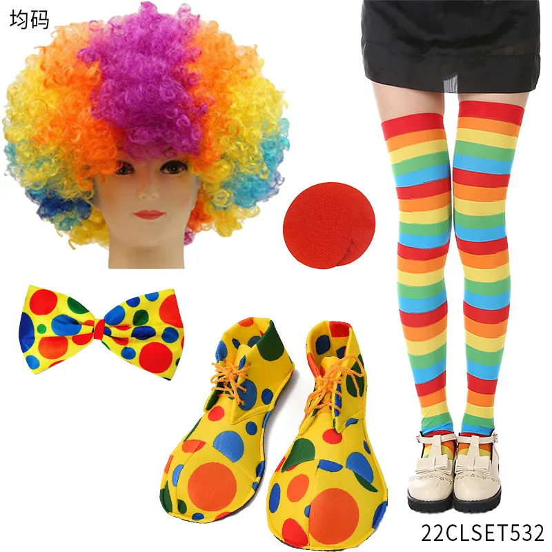 Halloween Clown Costume Set Clown Accessories for Adults Clown Parties Circus Carnivals Pretend Play