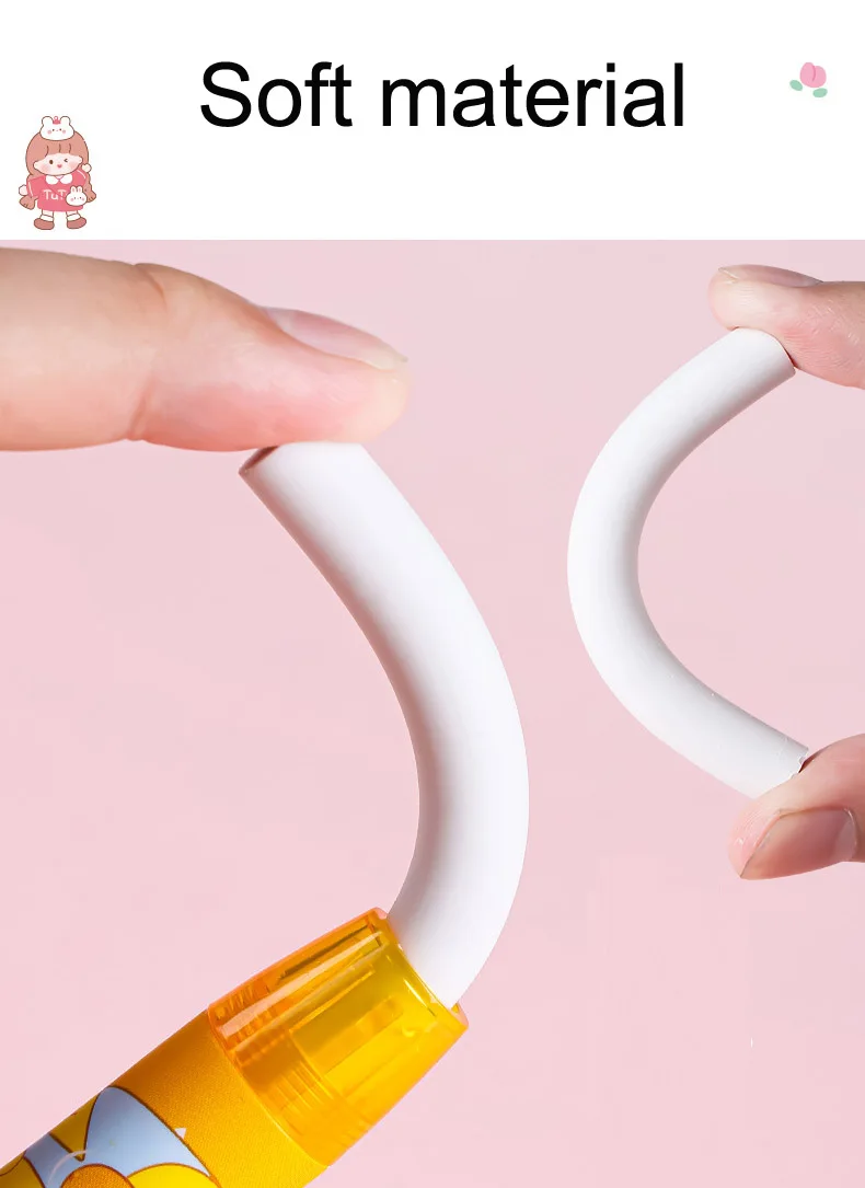 Cartoon Pen-Shape Eraser Soft and Easy-to-Use Pencil Design Promotional Cute TPR and Rubber Eraser
