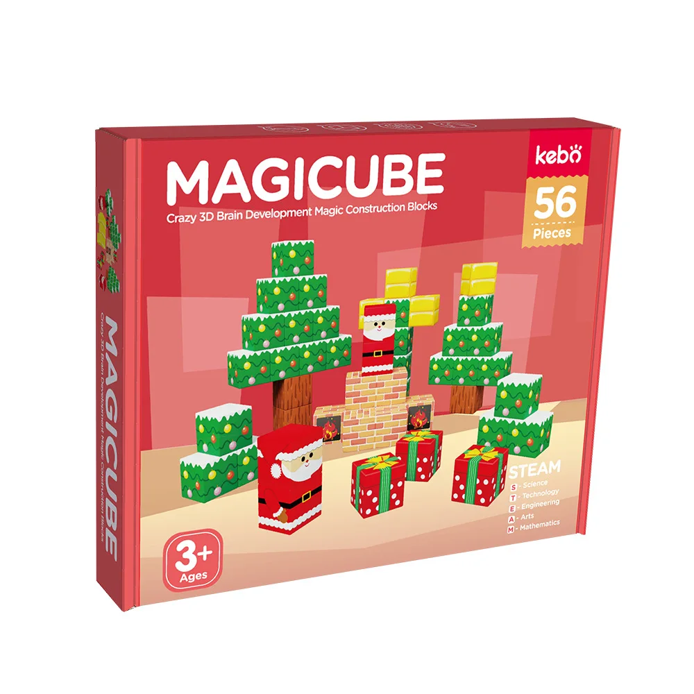 54-96pcs My Christmas Day  World Christmas Series Model Cube Creative DIY Toys For Children Educational Magnetic Building Blocks