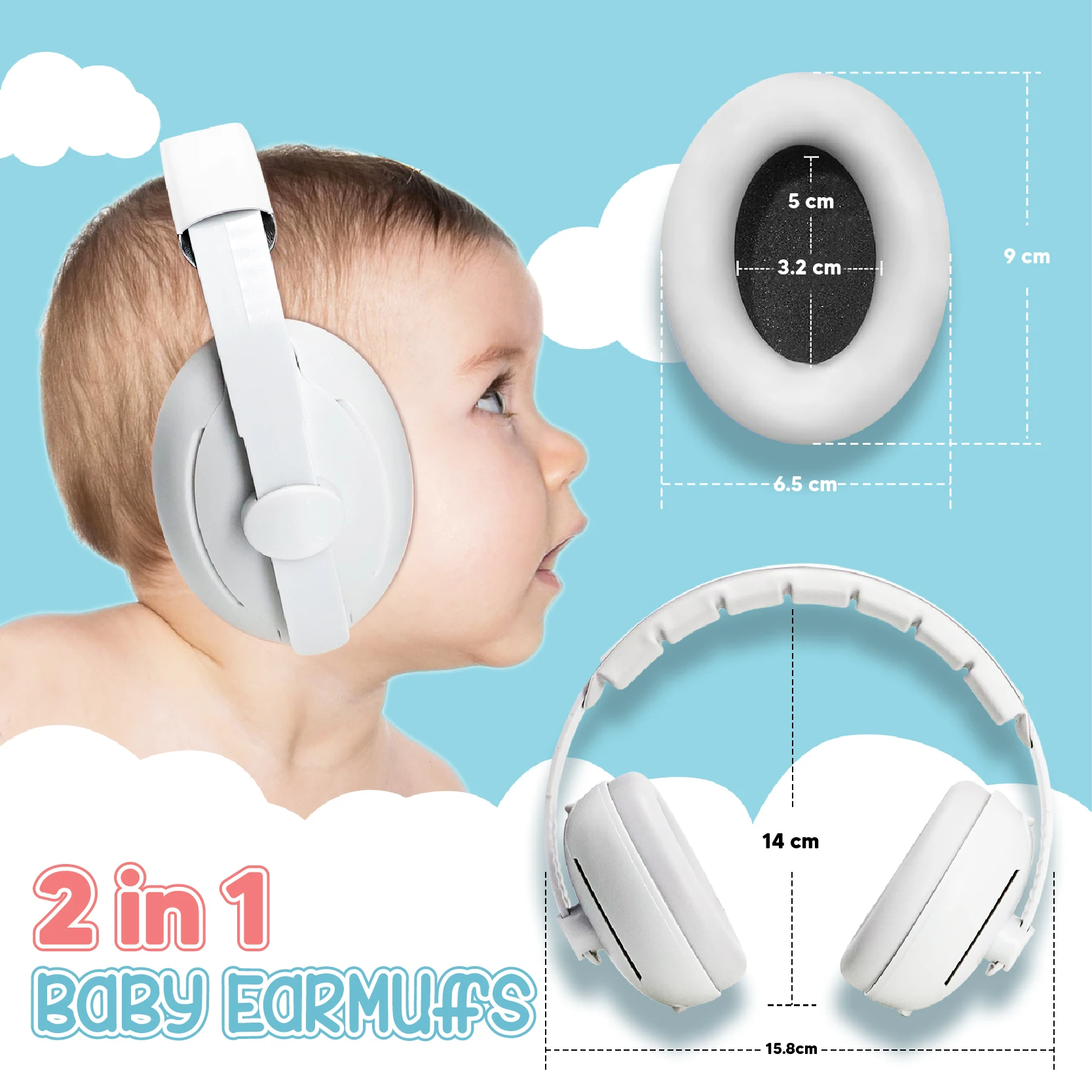 Baby Hearing Protector Earmuffs Toddlers Noise Cancelling Headphones Sleep Ear Muffs Noise Reduction safety Hearing Protection