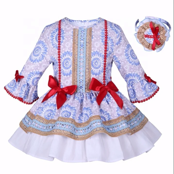 OEM Pettigirl kids party wear frocks smart casual light blue dress for girl kids