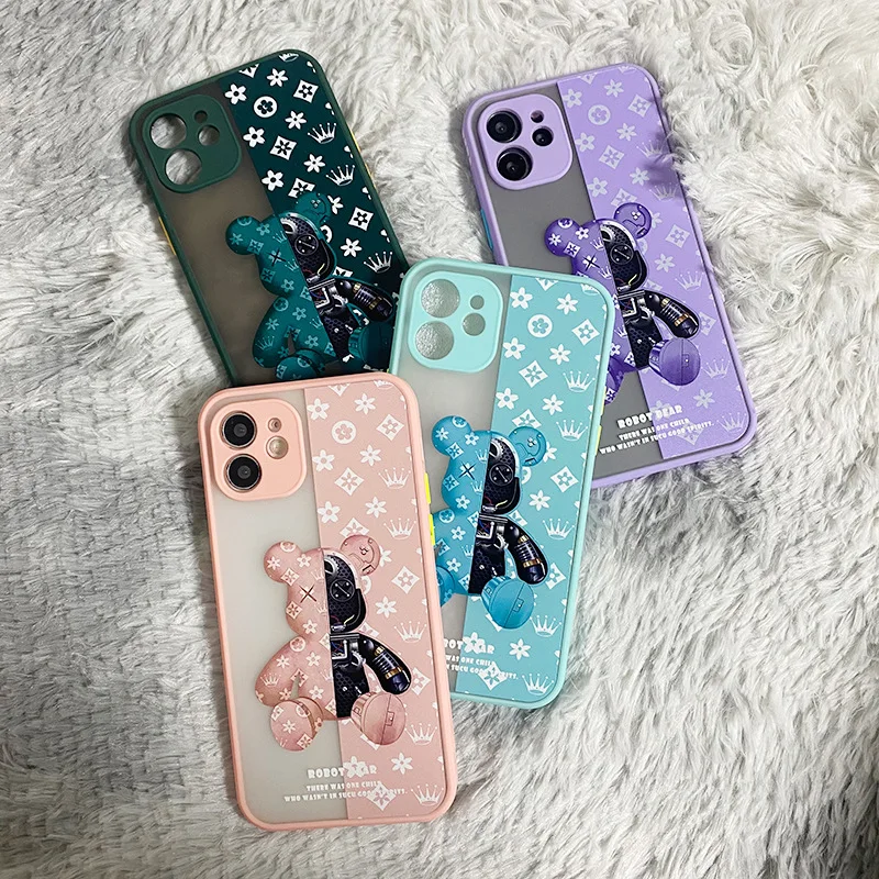 STOCK Tide Brand Fashion Popular Mechanical Bear Silicone Phone Case Cover for iPhone 11 12 13 14 Pro Max