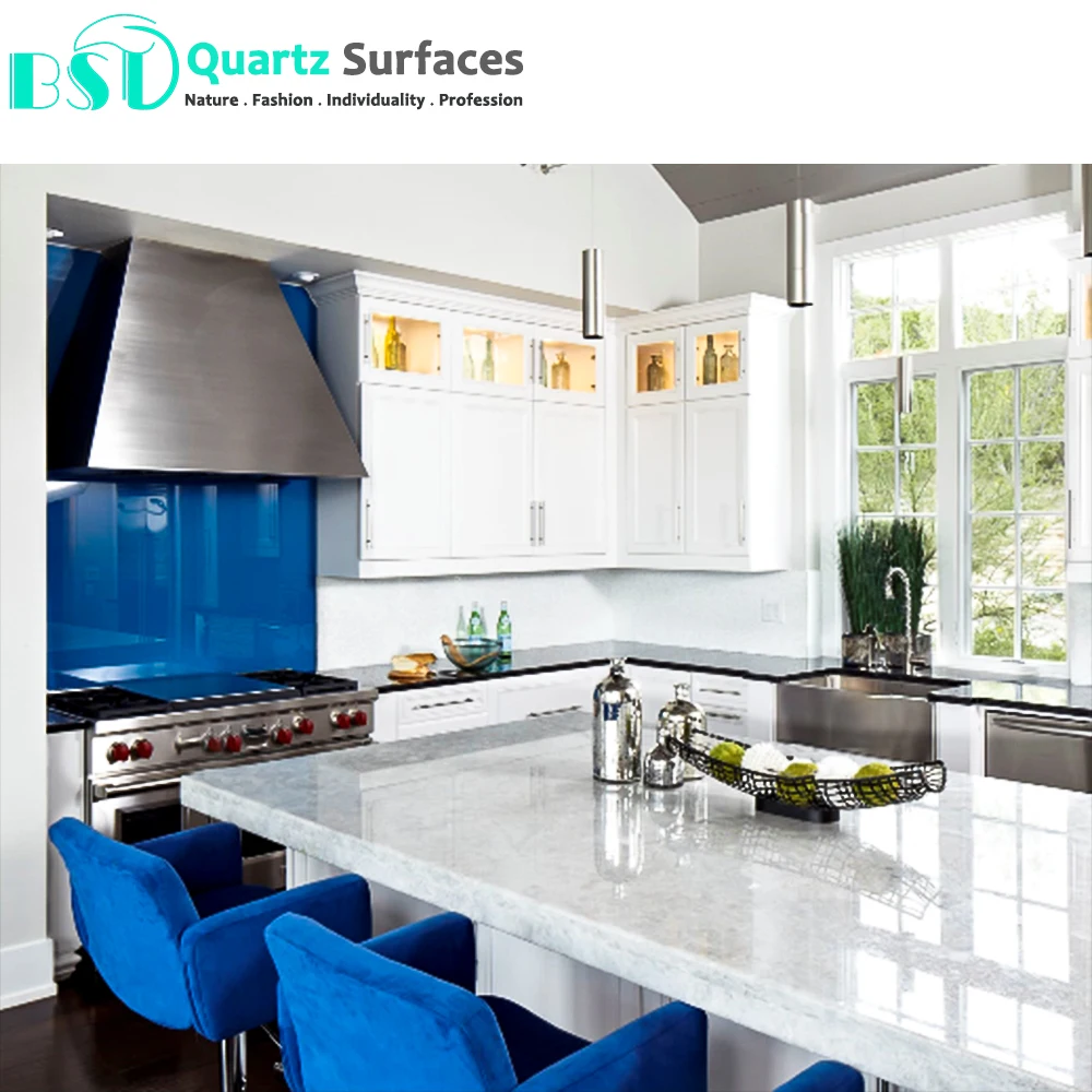 Jazz White Quartz Slab for Kitchen Countertop and Island Top Porcelain Tile Slab for Countertop Floor Wall