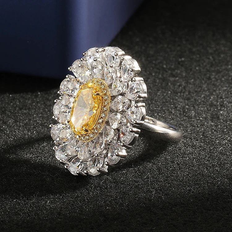 Роскошные ювелирные изделия с фианитом, кольцо из стерлингового серебра 925 пробы с крупным камнем