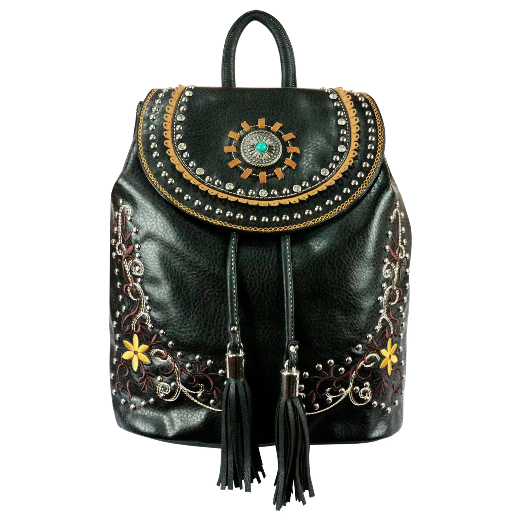 Fashion Hand Tooled Hair On Hide Fur Leather Backpack Stylish Carving Leather Backpack Western Style Backpack Concealed Carry