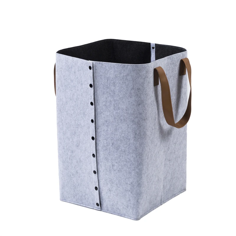 Portable Collapsible Hamper Dirty Clothes Toys Laundry Basket Wool Felt for Laundry Storage Use