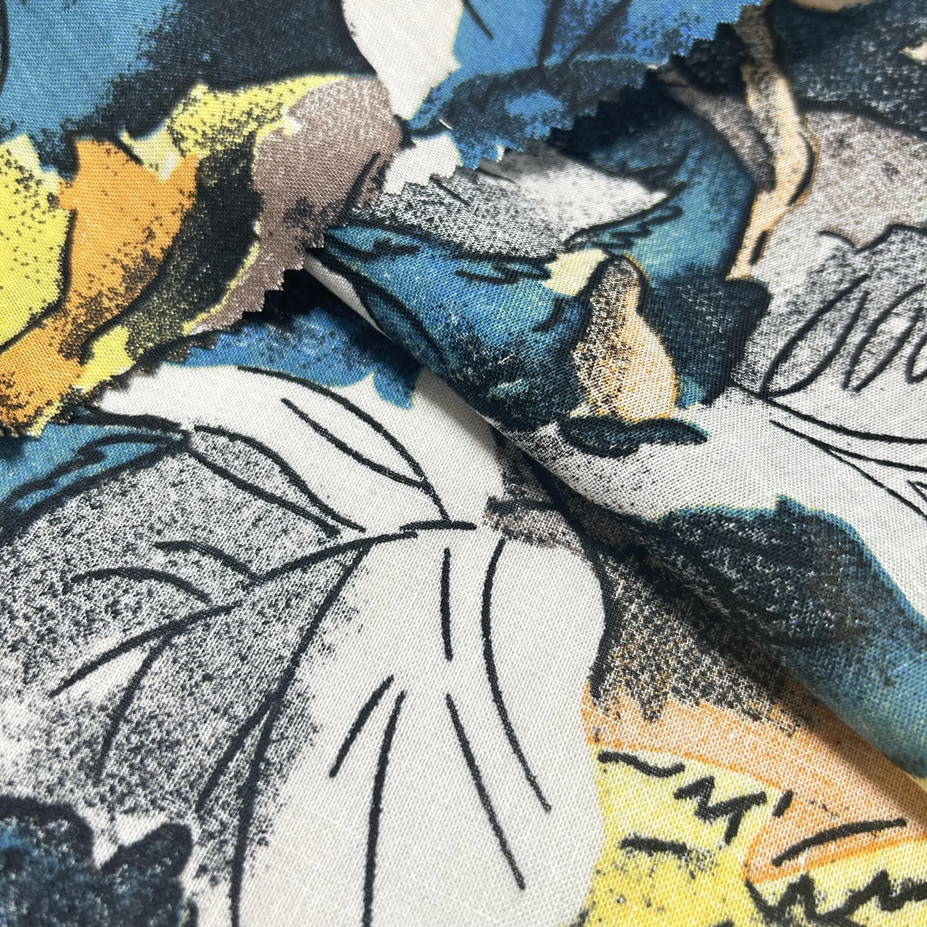 High quality soft feeling Muti-colored Italian design  ramie cotton print fabric for lady clothing