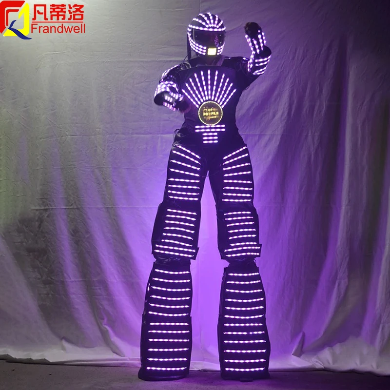 Traje De Robot LED Stilts Walker LED Light Robot Costume Clothing Event Kryoman Costume Led Disfraz De Robot
