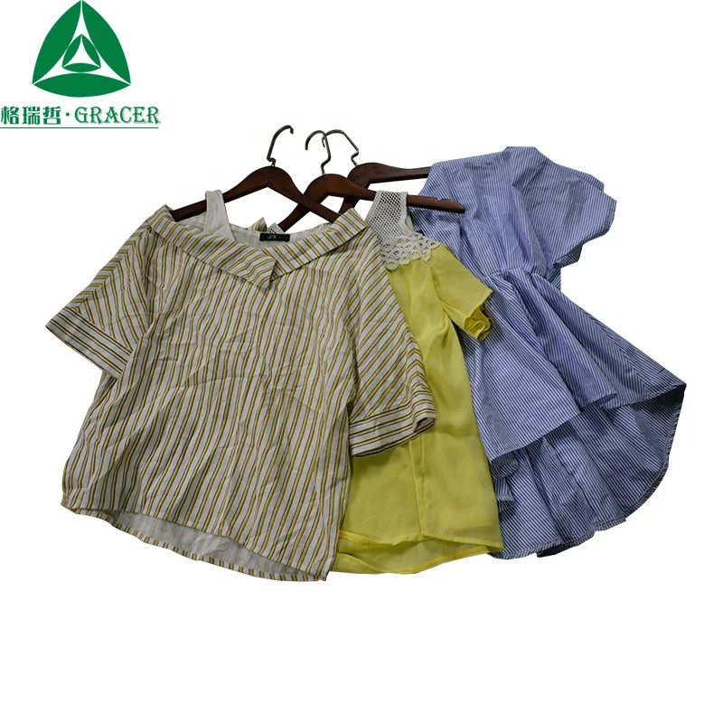 Factory Stock Wholesale Bales Bulk Ladies Cotton Blouse VIP Used Clothes Used Clothing Warehouse