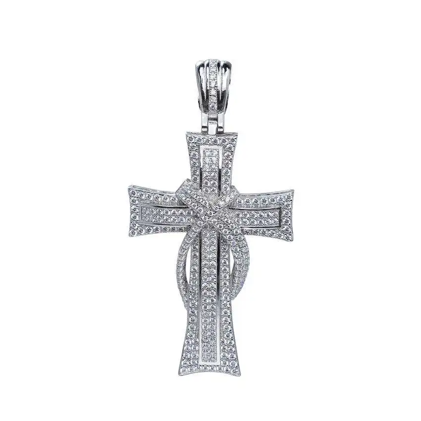 Western Charms Jewelry Medieval Vintage Punk Retro Faith Micro Pave  Large Gothic Cross Charm Pendants For Men