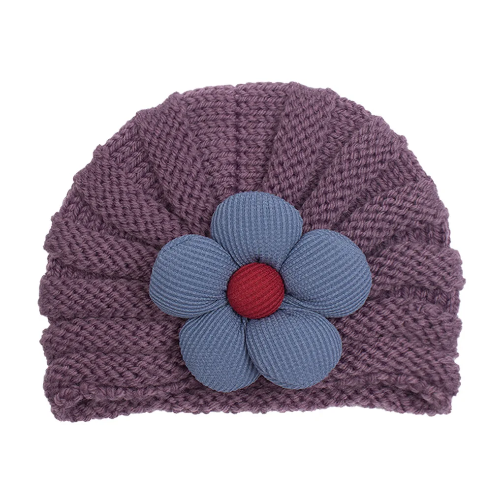Fashion Baby Boy High Quality Winter Custom Knit Flower Shape Hats Baby Beanie Hats For Baby
