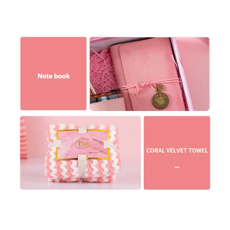 Nice Pink green blue yellow gift box for girl with glass cup and notebook umbrella sets 2022 gift ideas Best Wedding  Gifts