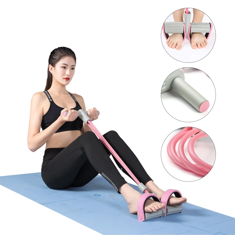 exercise ankle yoga latex pull resistance bands set with foot pedals