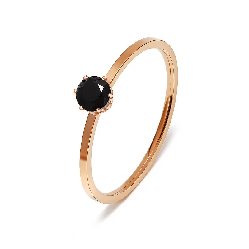 Dropshipping Explosive simple inlaid zircon titanium steel single diamond ring girlfriends same six claw ring wedding tail R101