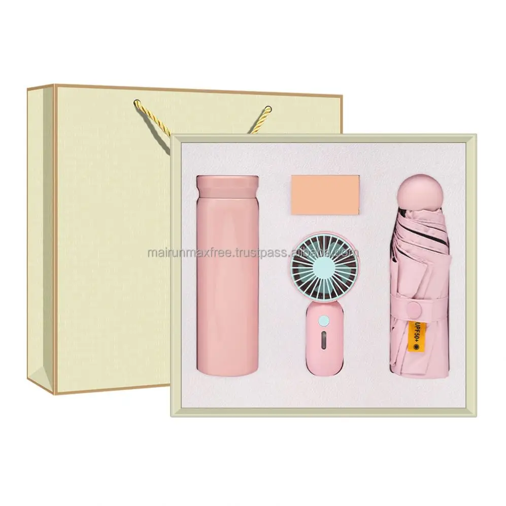 trending new promotion novelty 500ml vacuum flask thermos cup mini fan umbrella sets for business education christmas giveaways