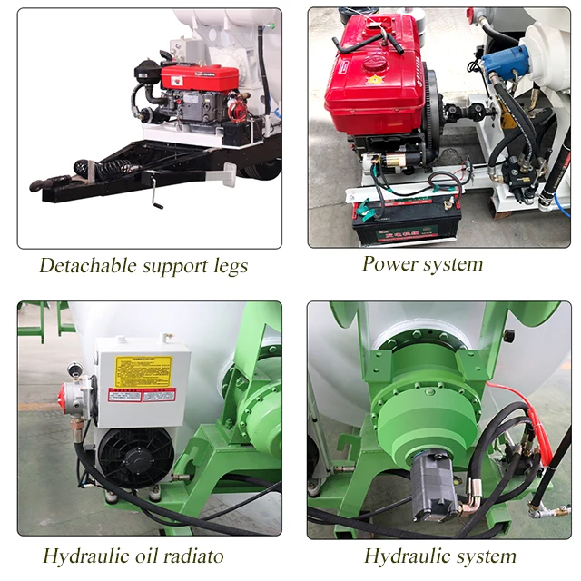 Diesel Engine Concrete Cement Mixer Tank Machine 1.5 Ton Small Concrete Mixing Tank