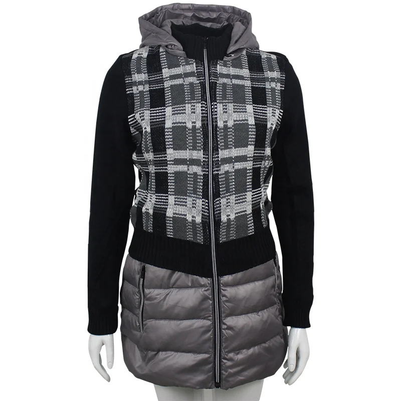 
 Готов к отправке, зимние женские пуховики, теплое Серое Женское пуховое пальто, женское вязаное пуховое пальто  